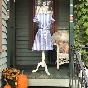 NWT English Factory Blue And White Striped Dress In Size XS